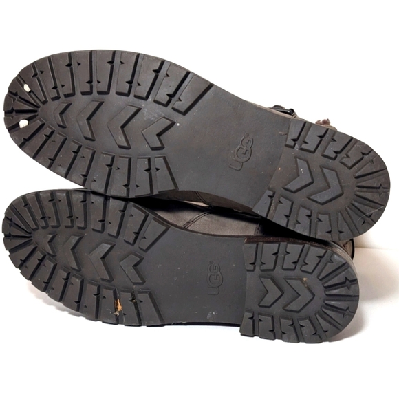 UGG Neils Suede Zip Up Boot Booties Sherpa Lined Water Resistant Brown Size 8 - Picture 6 of 10